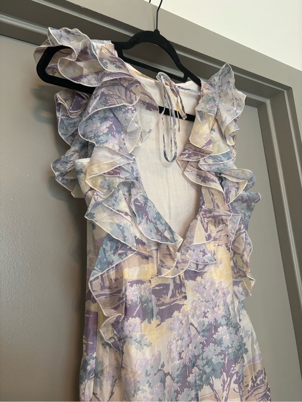 & Other Stories Lavender & Cream Scenic Ruffle Maxi Dress - Picture 8 of 11